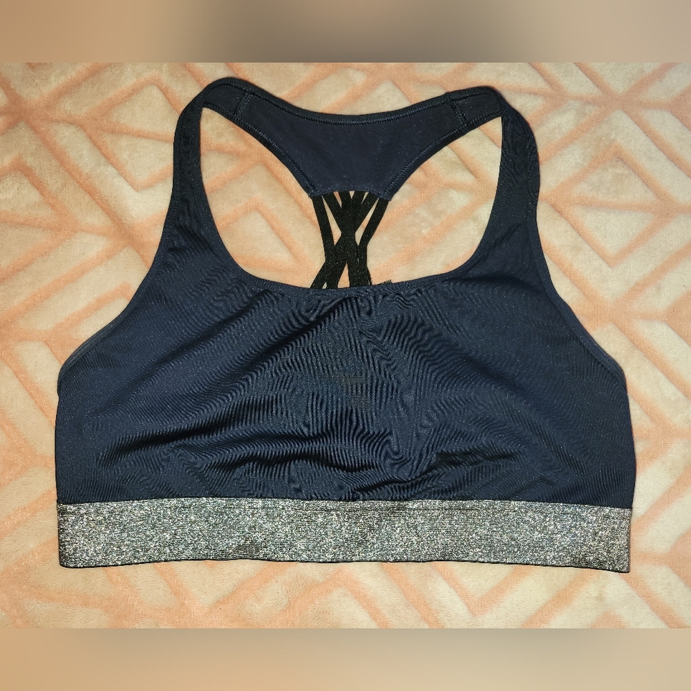 Victoria's Secret Blue and Silver Sports Bra Comfort Support